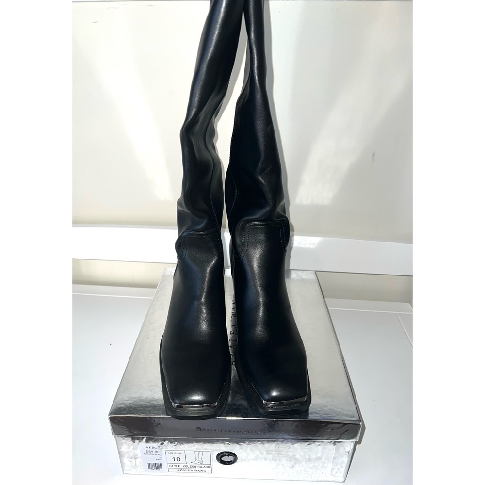 SOLD!! Akira Faux Leather Heeled Boots - Black